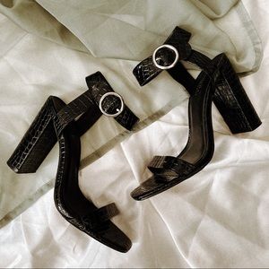Black faux leather heals